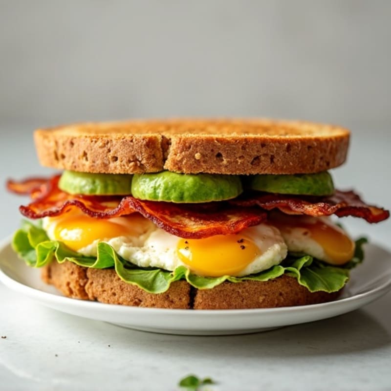 Creamy Avocado Crispy Bacon Whole Wheat Sandwich