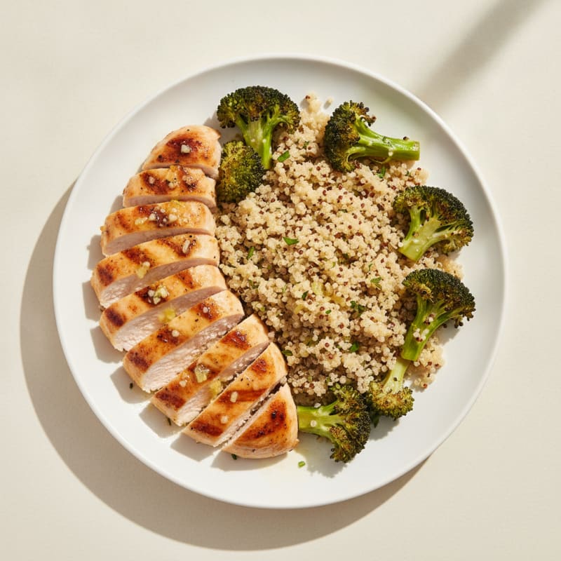 Grilled Chicken Breast with Roasted Broccoli and Quinoa