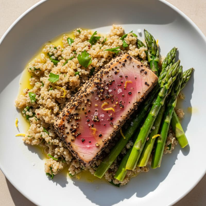 Seared Tuna with Lemon-Herb Quinoa