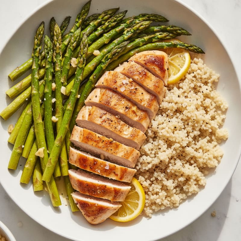 Lemon-Garlic Roasted Asparagus with Chicken
