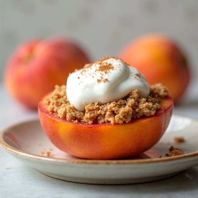 Baked Peaches with Protein Oat Crumble and Greek Yogurt