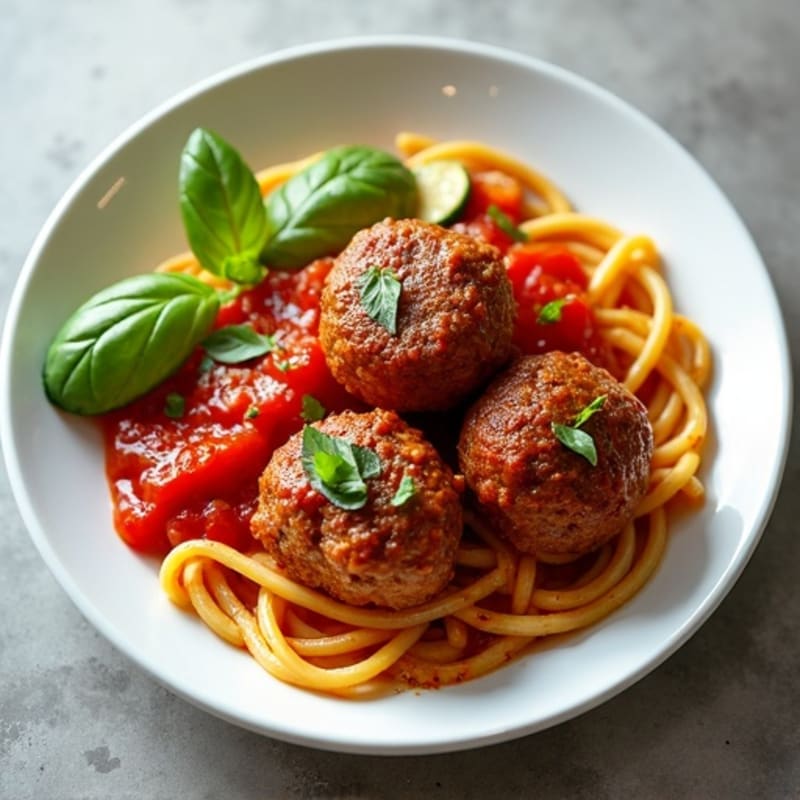 Lean Turkey Meatballs with Fresh Marinara and Roasted Zucchini