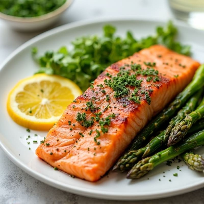 Healthy Lemon Herb Grilled Salmon with Roasted Asparagus
