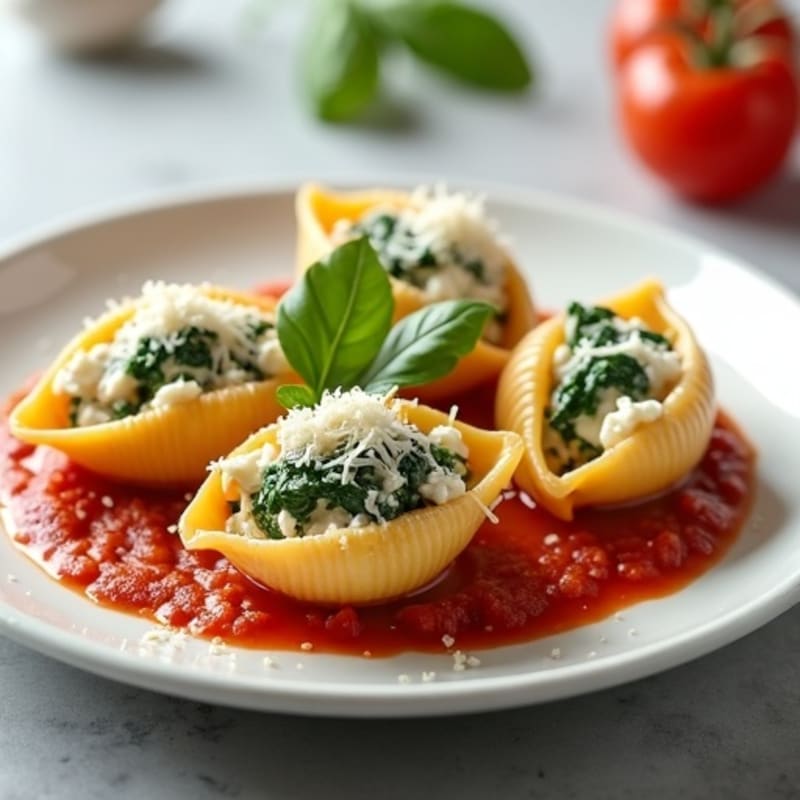 Creamy Ricotta-Spinach Stuffed Pasta Shells