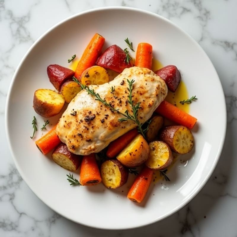 Lemon Garlic Chicken with Roasted Root Vegetable Medley