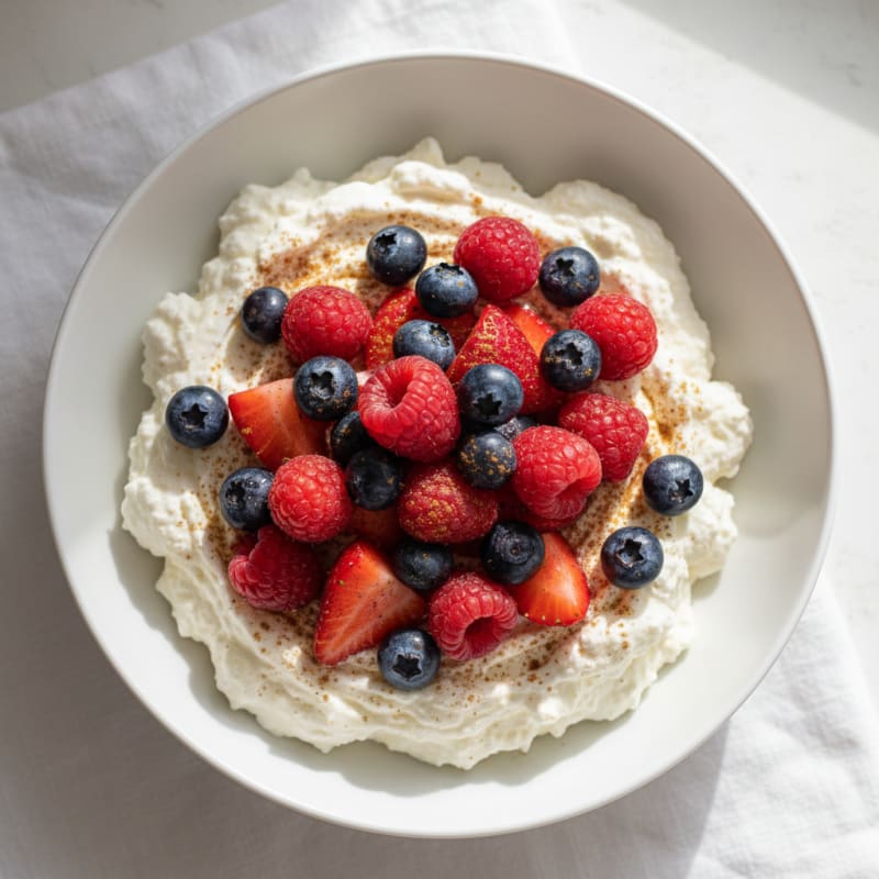 Greek Yogurt Protein Pudding with Mixed Berries