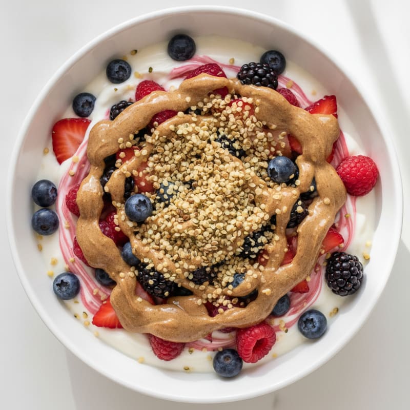 Greek Yogurt Bowl with Mixed Berries and Almond Butter