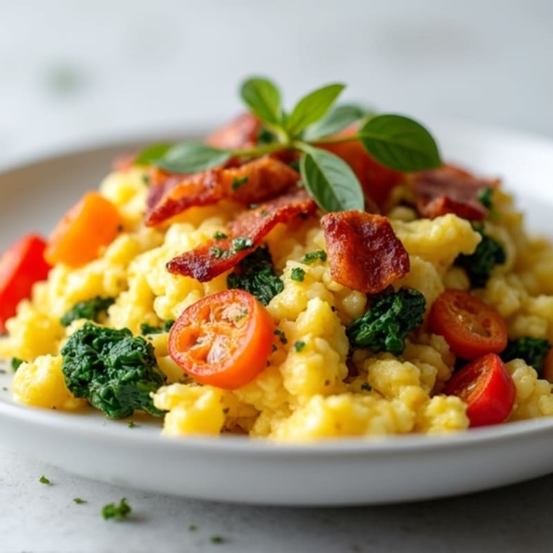 Egg White Veggie Scramble with Turkey Bacon