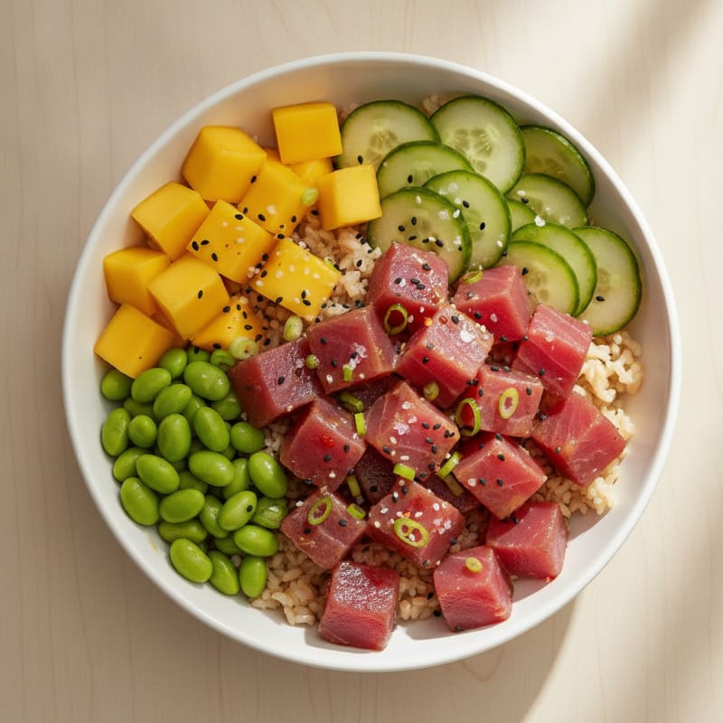 Ahi Tuna Poke Bowl with Tropical Fruit