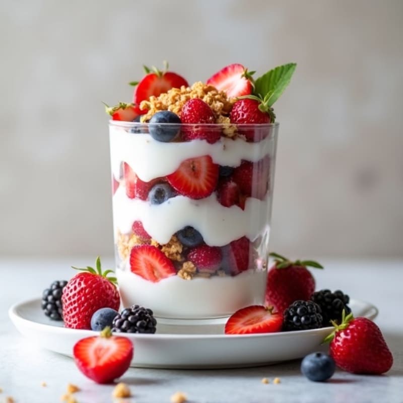Greek Yogurt Protein Parfait with Mixed Berries