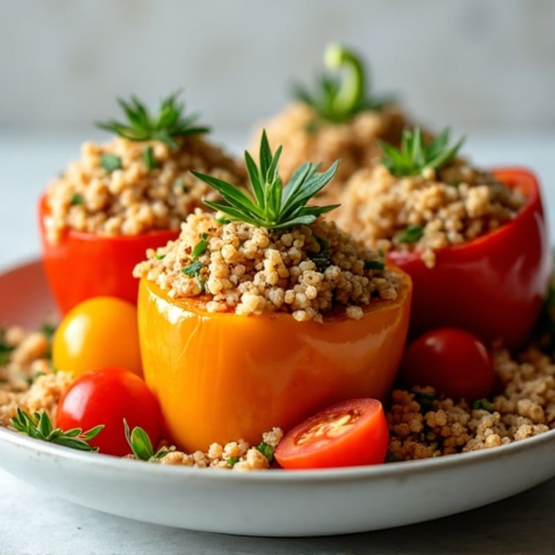 Lean Ground Turkey and Quinoa Stuffed Bell Peppers