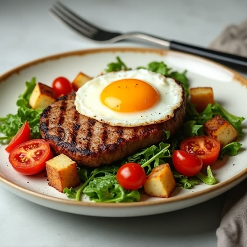 Grilled Steak Salad with Cherry Tomatoes and Mixed Greens