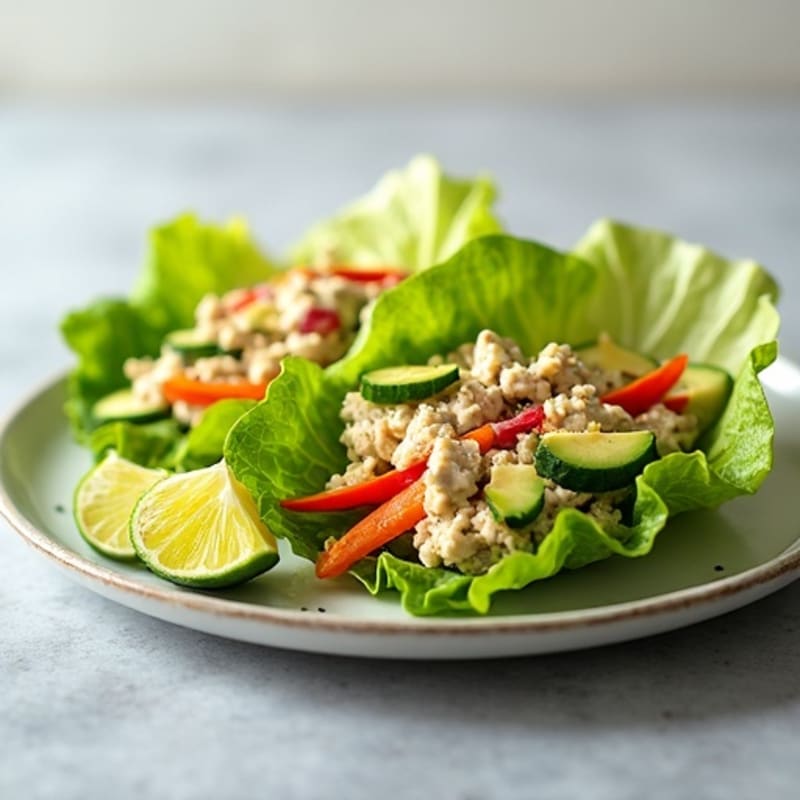 Tuna Salad Lettuce Wraps with Crunchy Vegetables