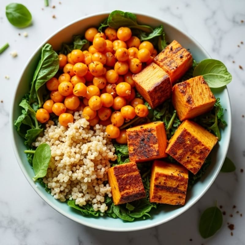 Roasted Sweet Potato Buddha Bowl with Crispy Chickpeas