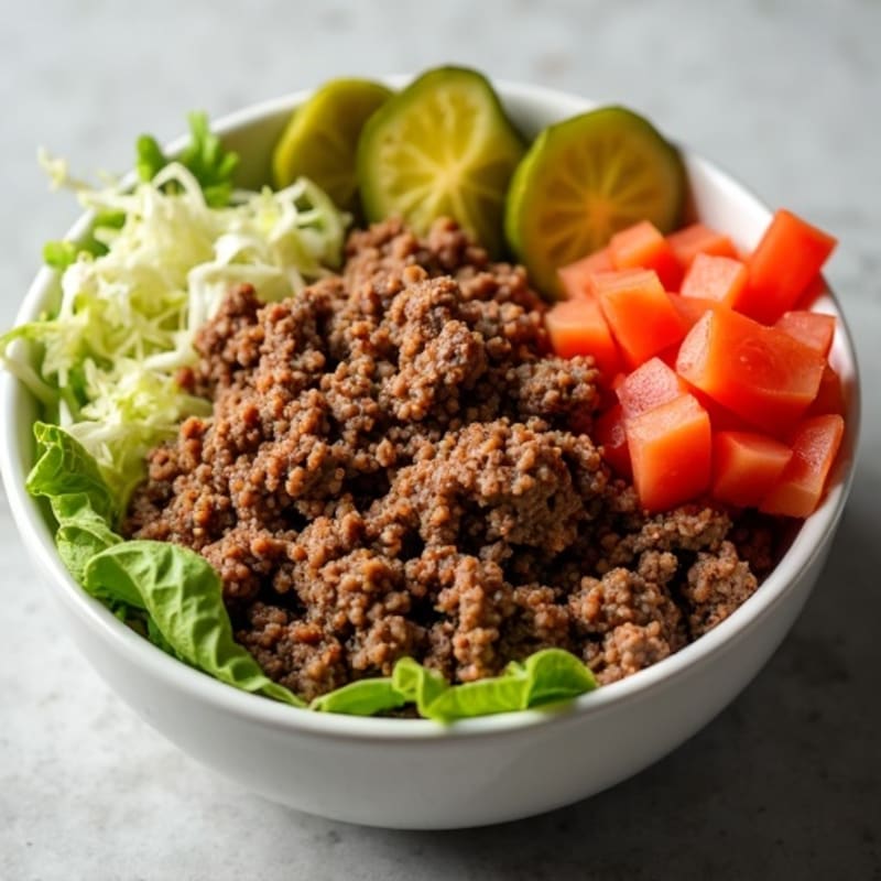 Lean Ground Beef Big Mac Bowl with Fresh Vegetables