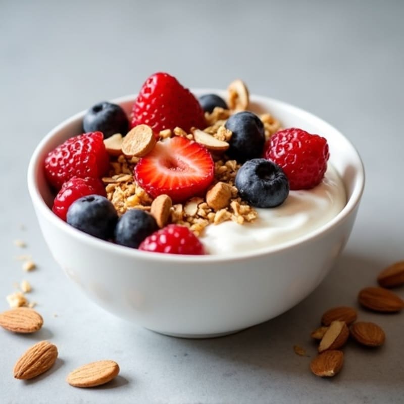 Creamy Greek Yogurt Bowl with Fresh Berries and Crunchy Granola