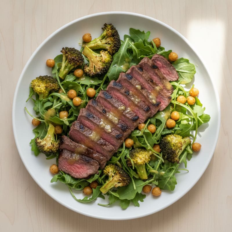 Grilled Steak Salad with Roasted Broccoli and Chickpeas