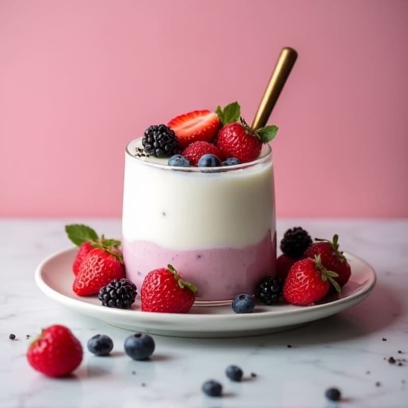 Greek Yogurt Protein Mousse with Mixed Berries