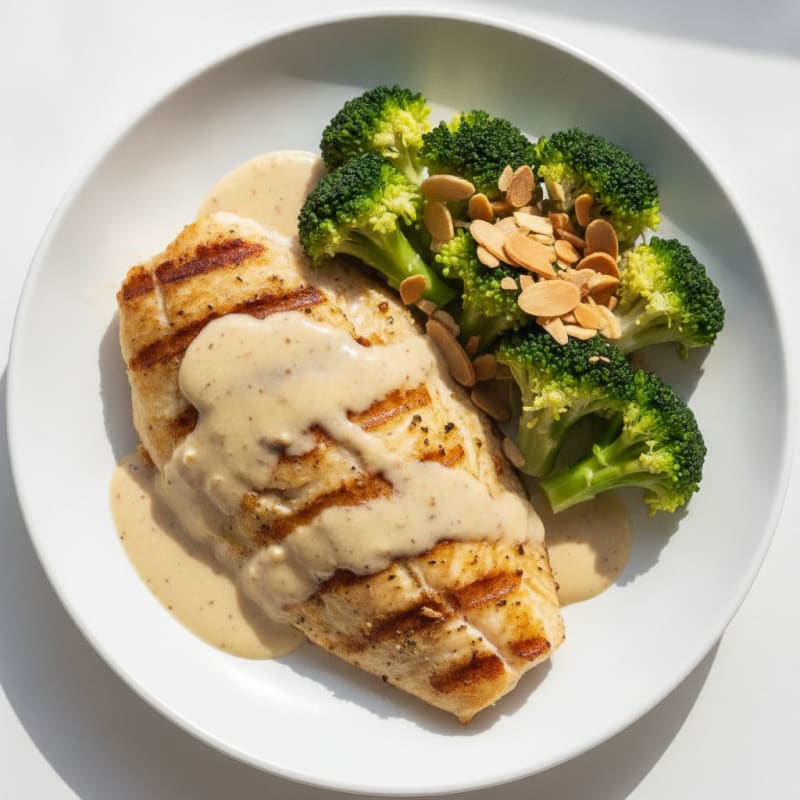 Grilled Fish Fillet with Steamed Vegetables and Soy-Latte Vinaigrette