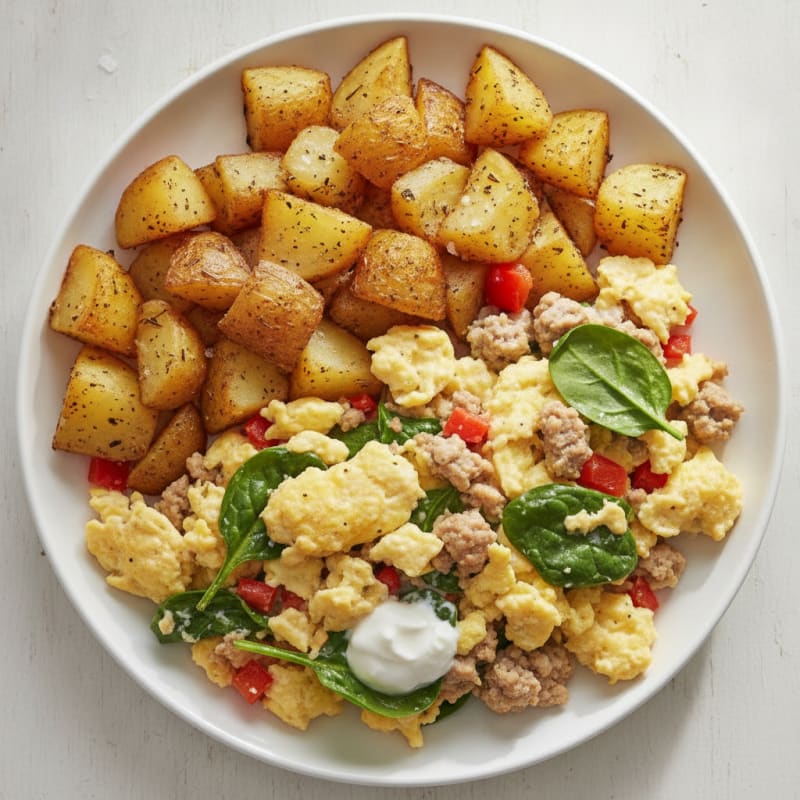 Hearty Scrambled Eggs with Roasted Potatoes