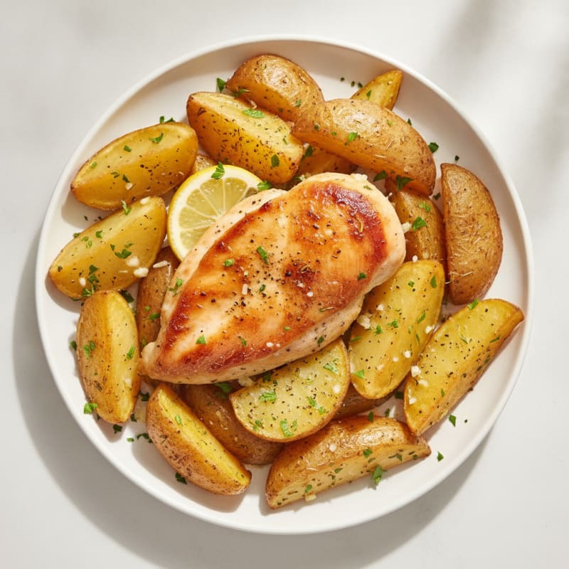Garlic Herb Roasted Potatoes and Chicken