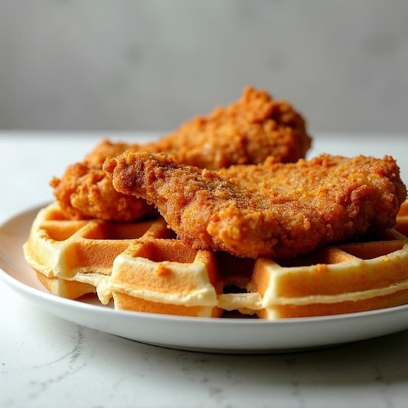 Crispy Baked Chicken with Fluffy Protein Waffles
