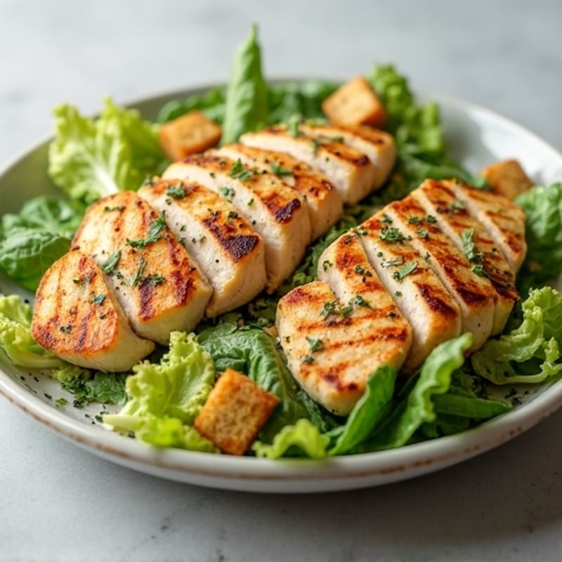 Grilled Chicken Caesar Salad with Crispy Romaine