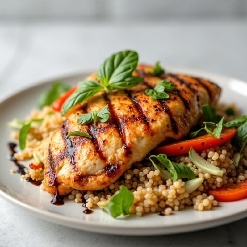 Grilled Chicken Breast with Quinoa and Crunchy Vegetable Slaw