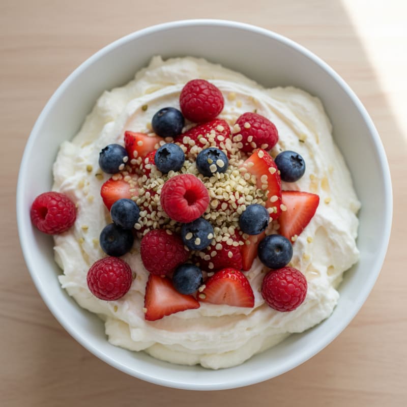 Greek Yogurt Protein Mousse with Mixed Berries