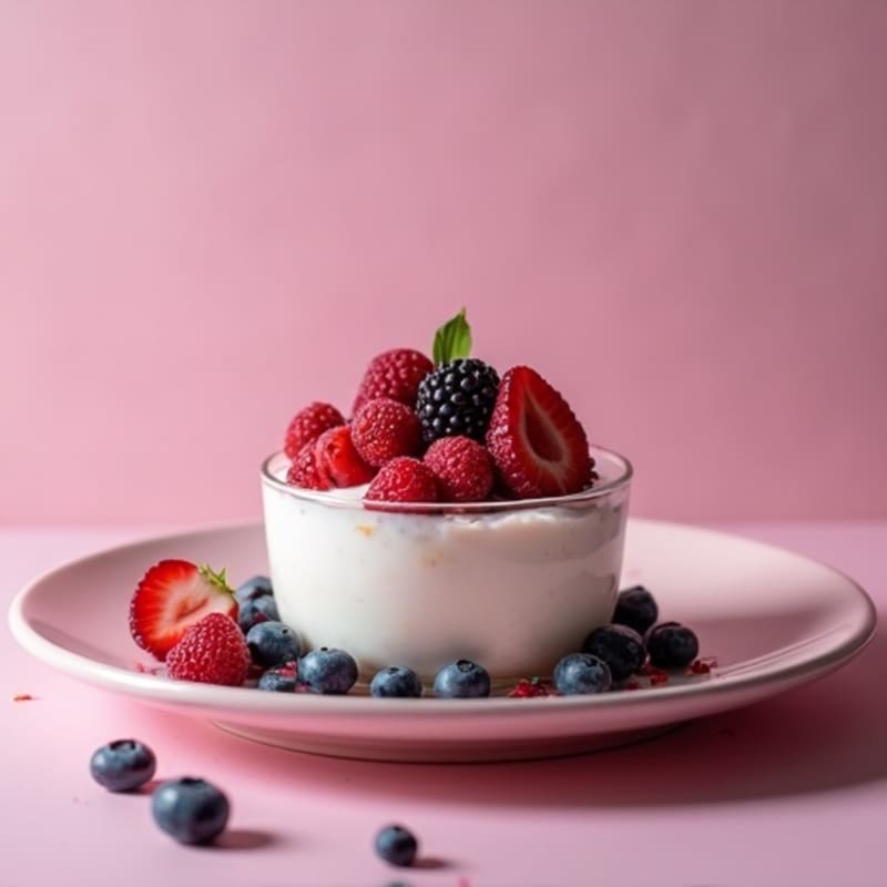 Silky Greek Yogurt Protein Pudding with Mixed Berries