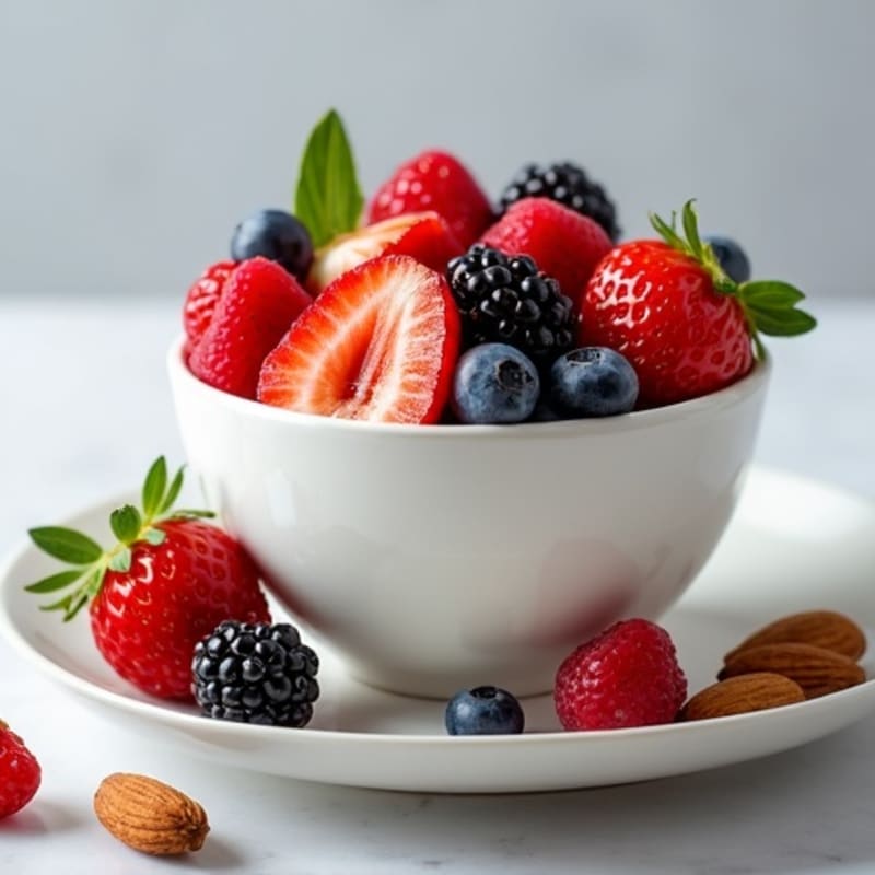Greek Yogurt Protein Bowl with Mixed Berries and Almonds