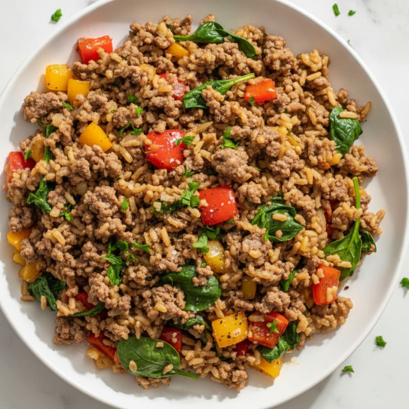 Savory Ground Beef and Rice Skillet