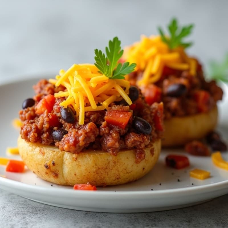 Crispy Baked Potatoes with Lean Beef Chili and Melted Cheddar