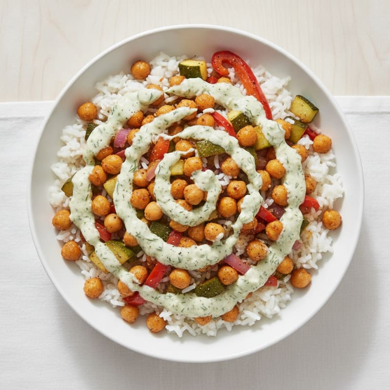 Chickpea and Zucchini Ranch Rice Bowl