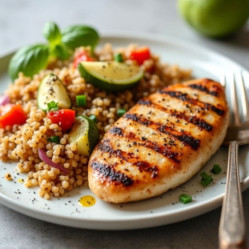 Grilled Chicken Breast with Roasted Vegetable Quinoa