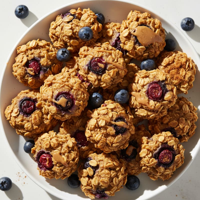 Chewy Baked Oatmeal Bites with Berries