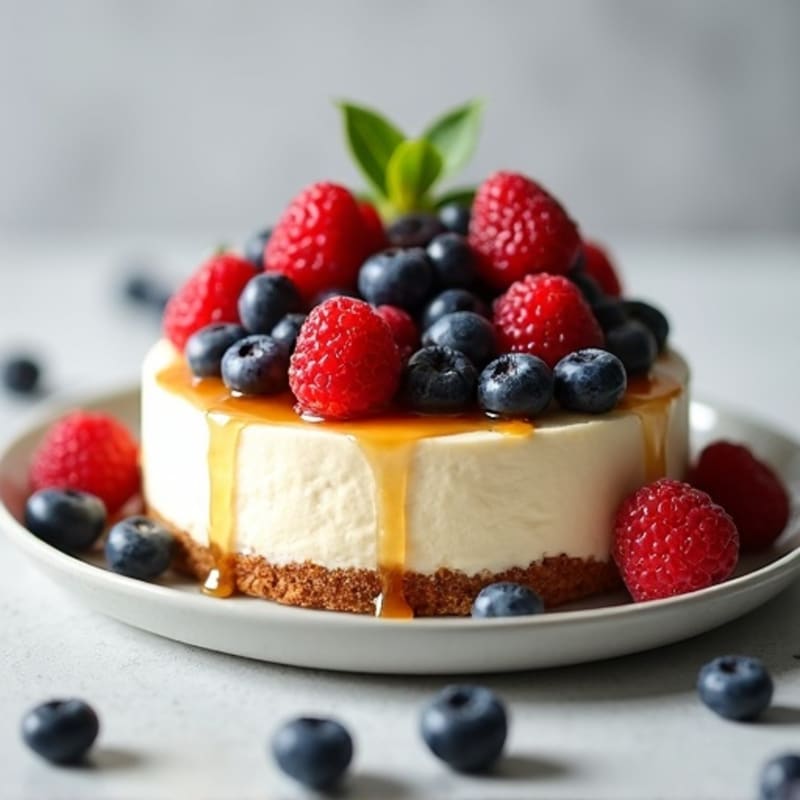 Creamy Protein Cheesecake with Greek Yogurt and Mixed Berries