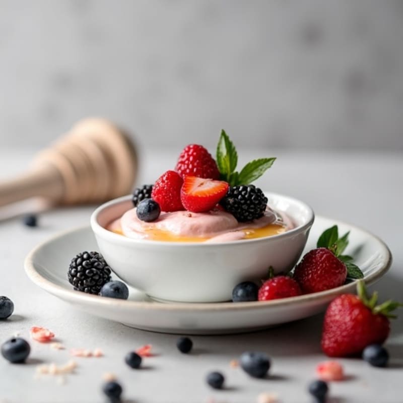 Silky Greek Yogurt Protein Pudding with Mixed Berries