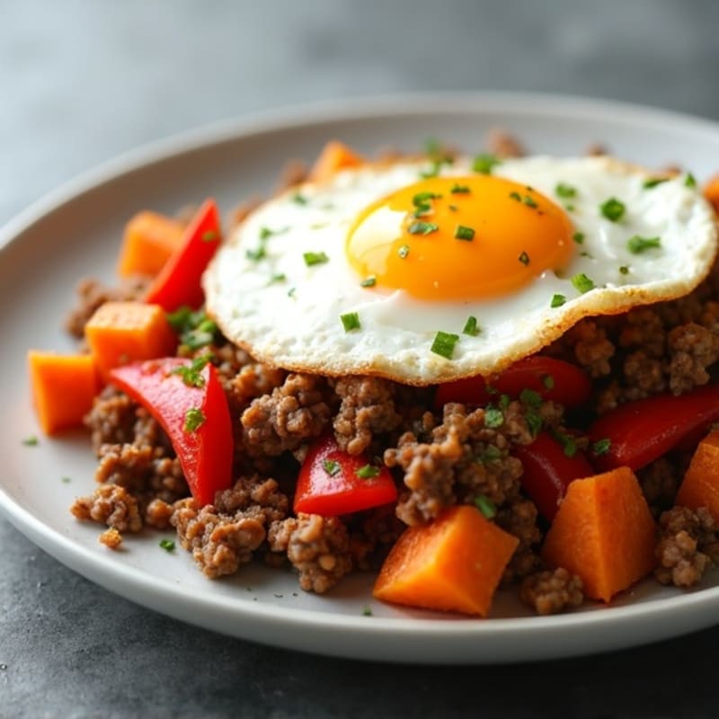 Hearty Ground Beef and Sweet Potato Hash
