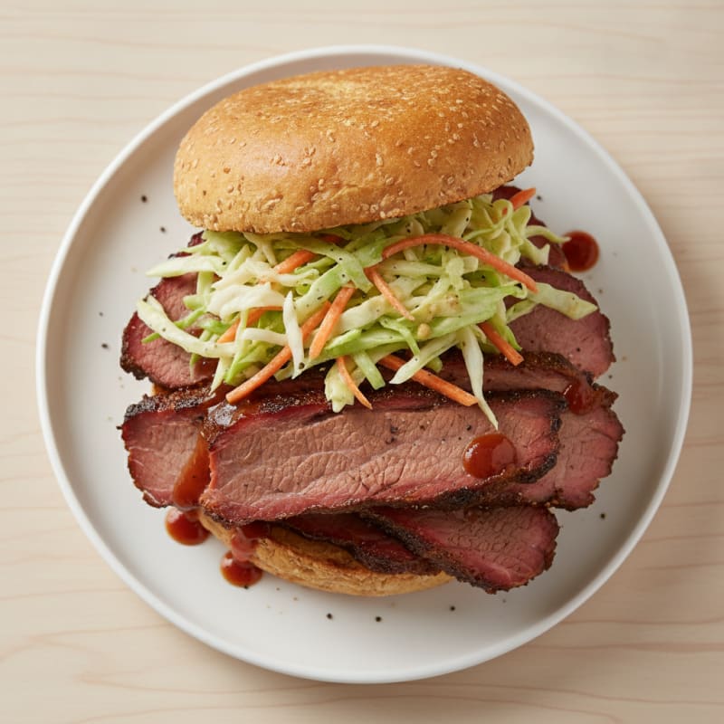 Smoked Brisket Sandwich with Tangy Slaw