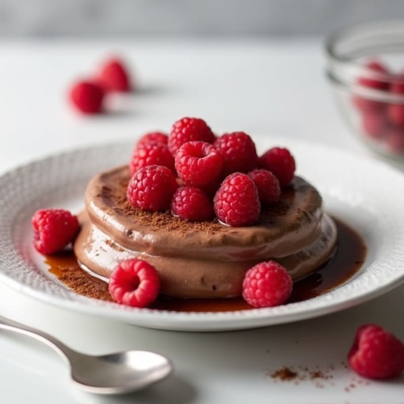 Silky Chocolate Protein Pudding with Raspberries