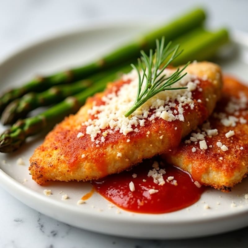 Crispy Chicken Parmesan with Roasted Asparagus