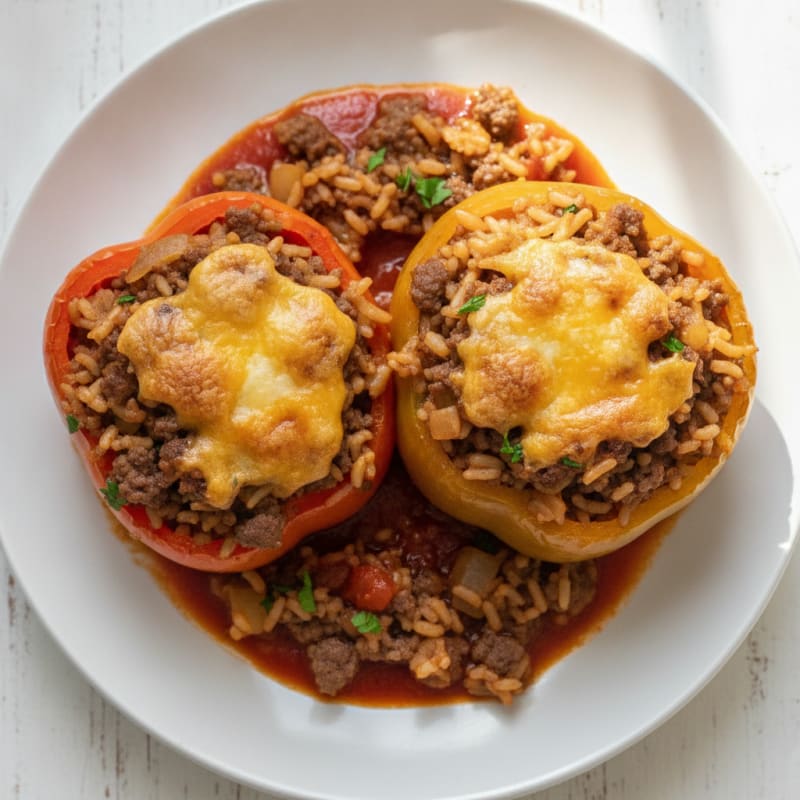 Beef and Rice Stuffed Bell Peppers
