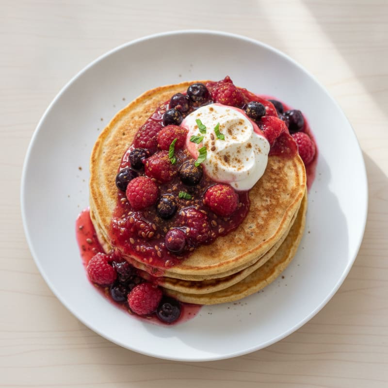 Almond Flour Pancakes with Berry Compote