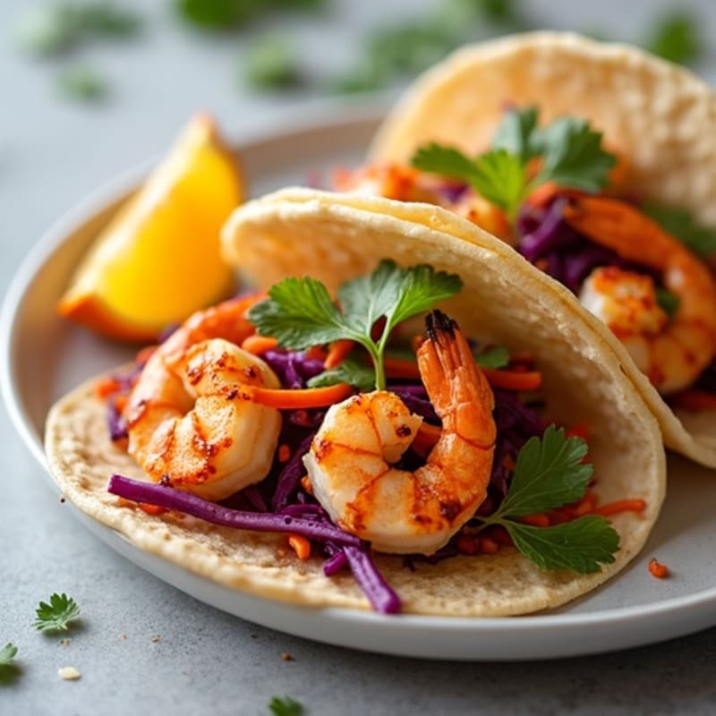 Citrus-Garlic Seared Shrimp Tacos with Fresh Slaw