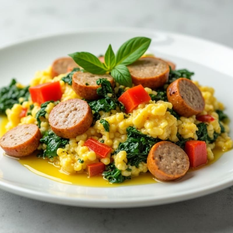 Egg White Scramble with Spinach and Turkey Sausage