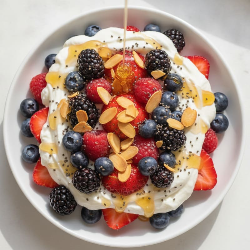 Greek Yogurt Protein Parfait with Mixed Berries