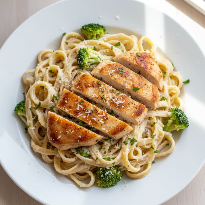 Garlic Parmesan Chicken Alfredo with Fettuccine