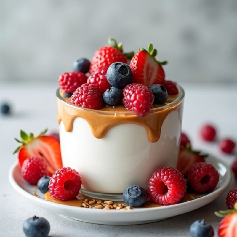 Creamy Greek Yogurt Parfait with Mixed Berries and Almond Butter
