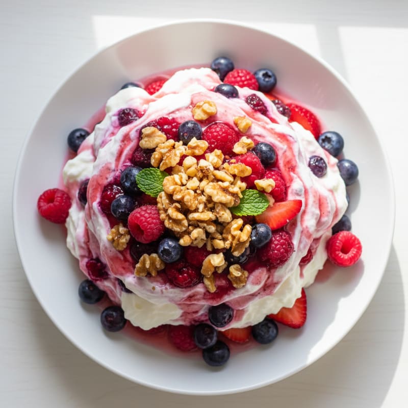 Greek Yogurt Protein Mousse with Mixed Berries